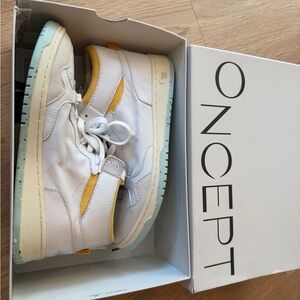 NEW Oncept White and Yellow High-Top Sneakers, size 10